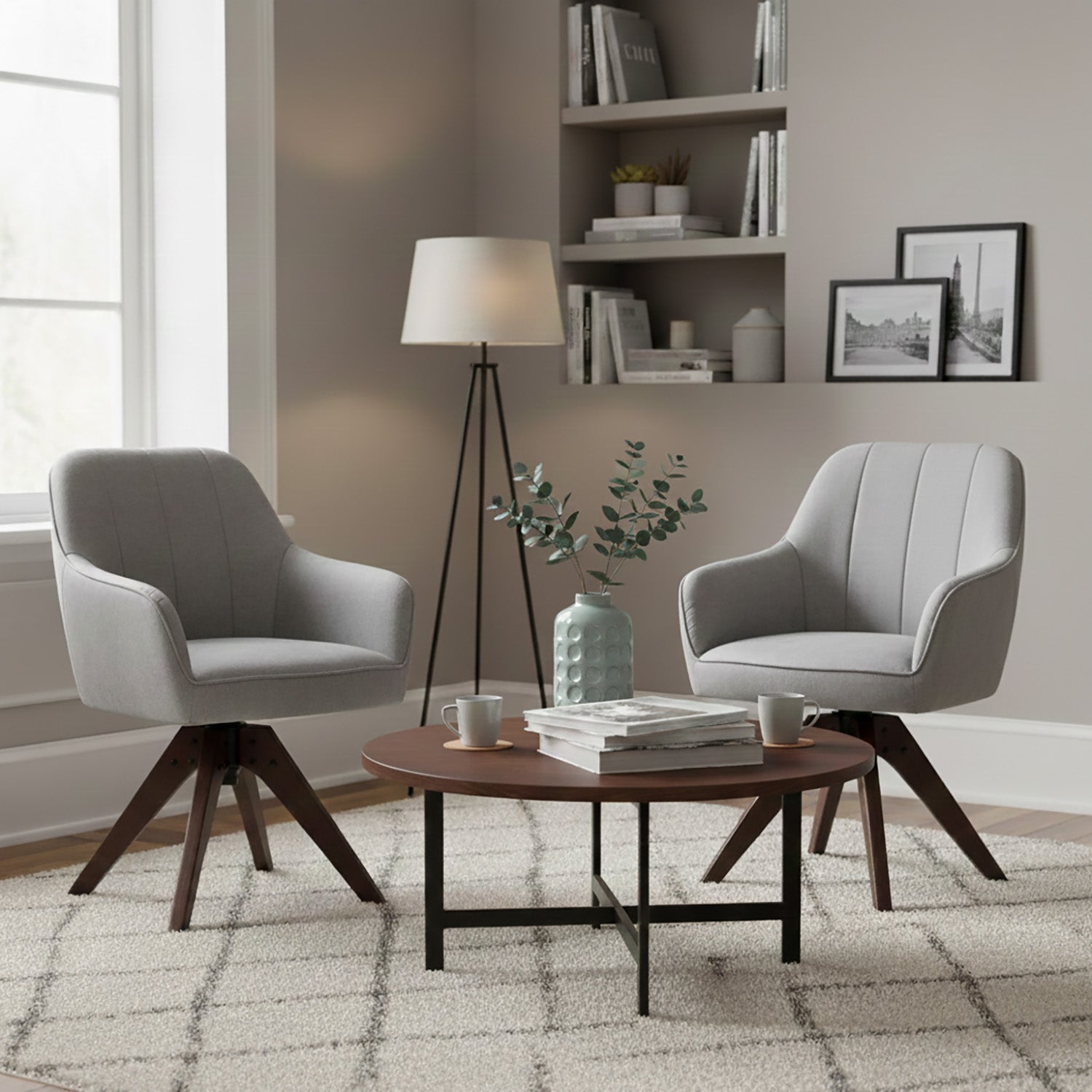 Esszimmerstuhl Mika-Noah 2er-Set -360° drehbar,Eiche geölt Natur