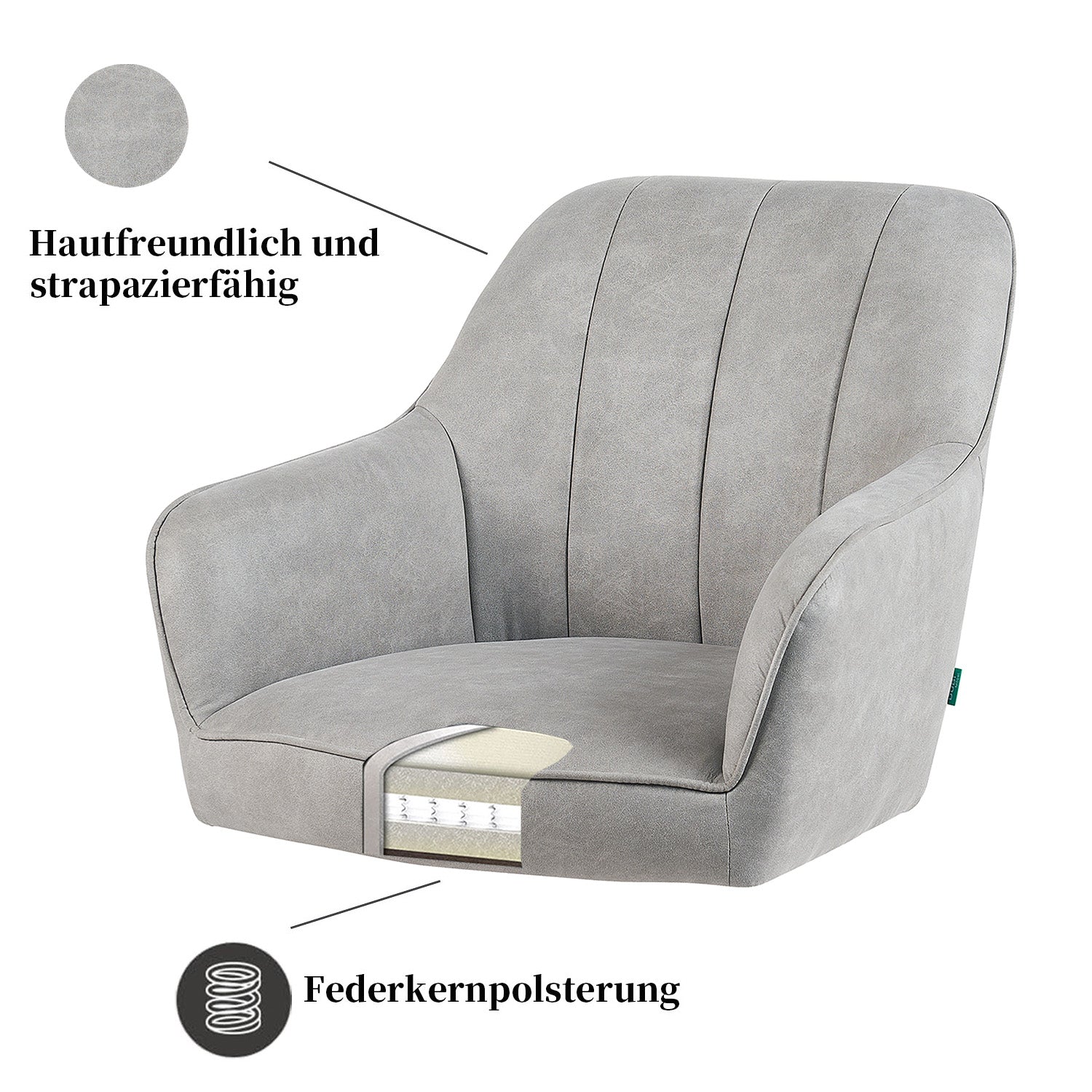 Esszimmerstuhl Mika-Noah 2er-Set -360° drehbar,Eiche geölt Natur