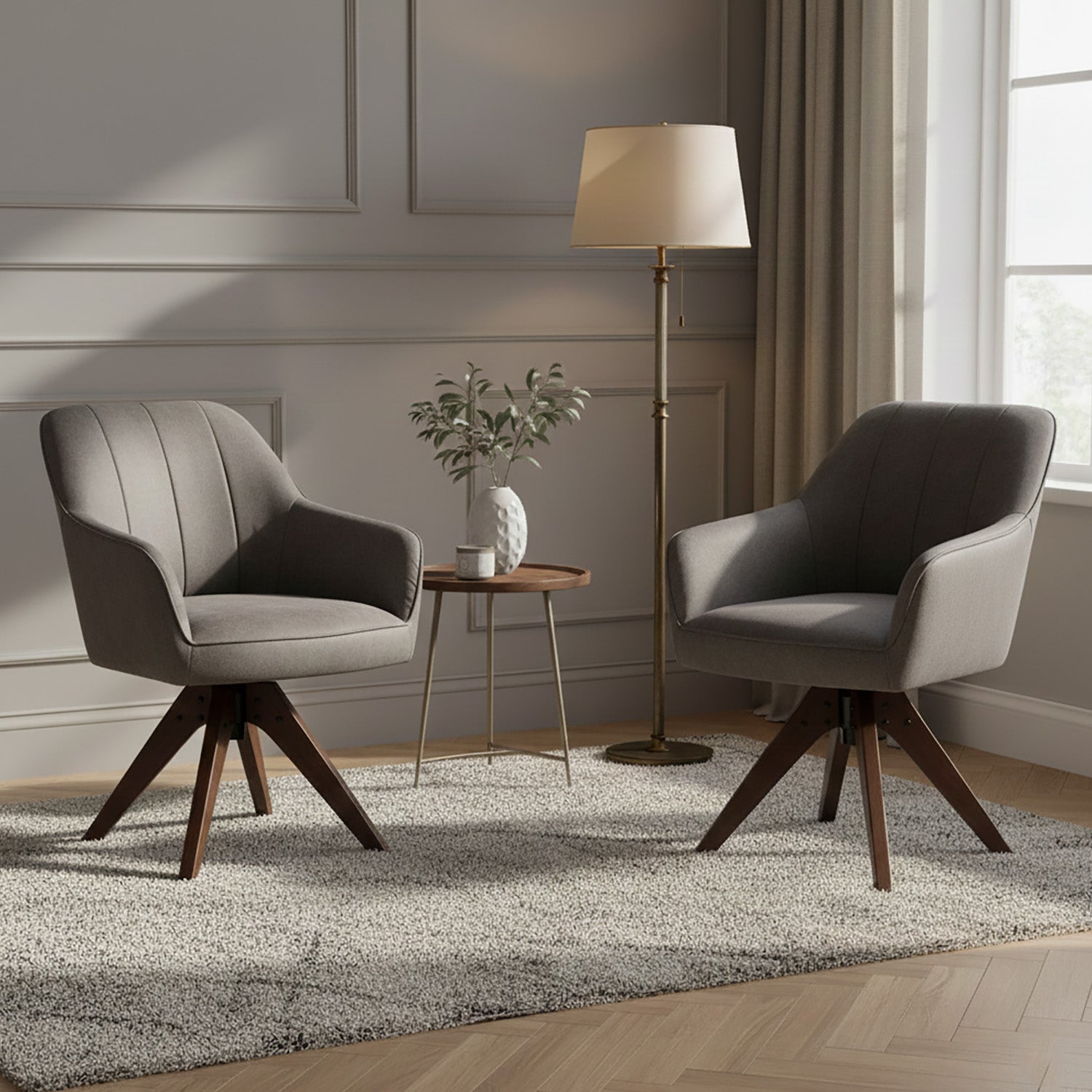 Esszimmerstuhl Mika-Noah 2er-Set -360° drehbar,Eiche geölt Natur