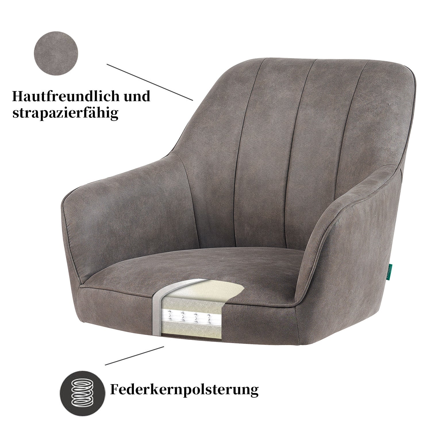 Esszimmerstuhl Mika-Noah 2er-Set -360° drehbar,Eiche geölt Natur