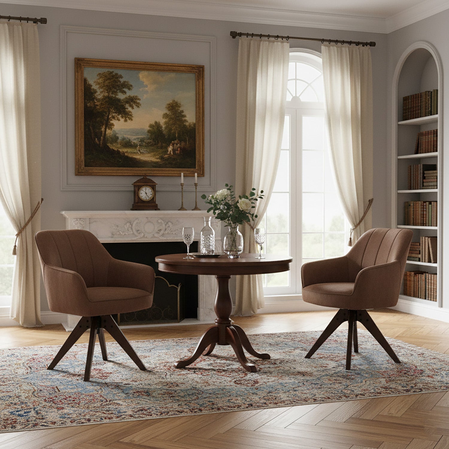 Esszimmerstuhl Mika-Noah 2er-Set -360° drehbar,Eiche geölt Natur