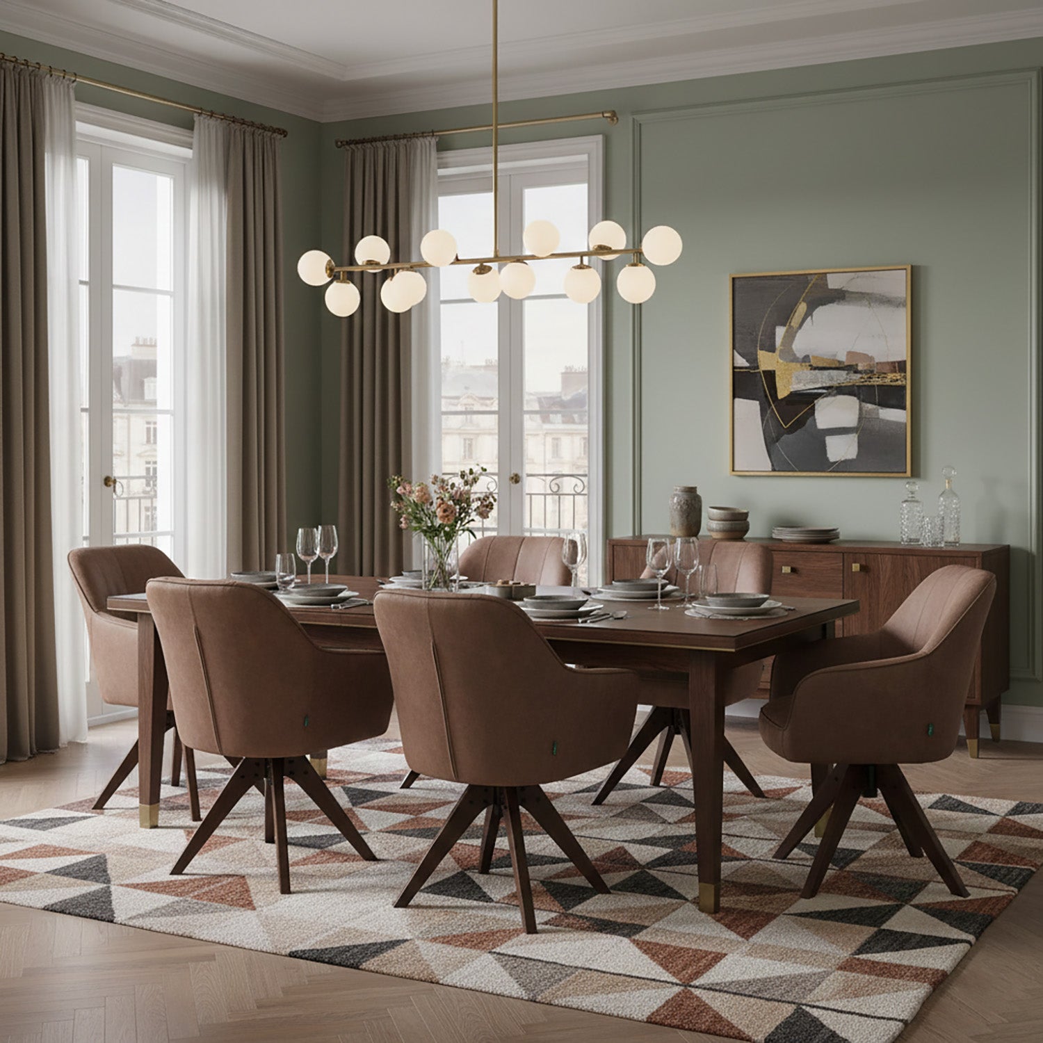 Esszimmerstuhl Mika-Noah 2er-Set -360° drehbar,Eiche geölt Natur