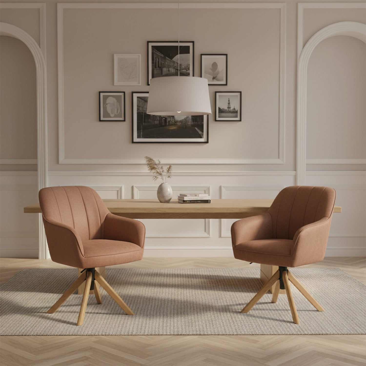 Mika-Levi 2er-Set - Leder Drehstuhl mit Federkernpolsterung