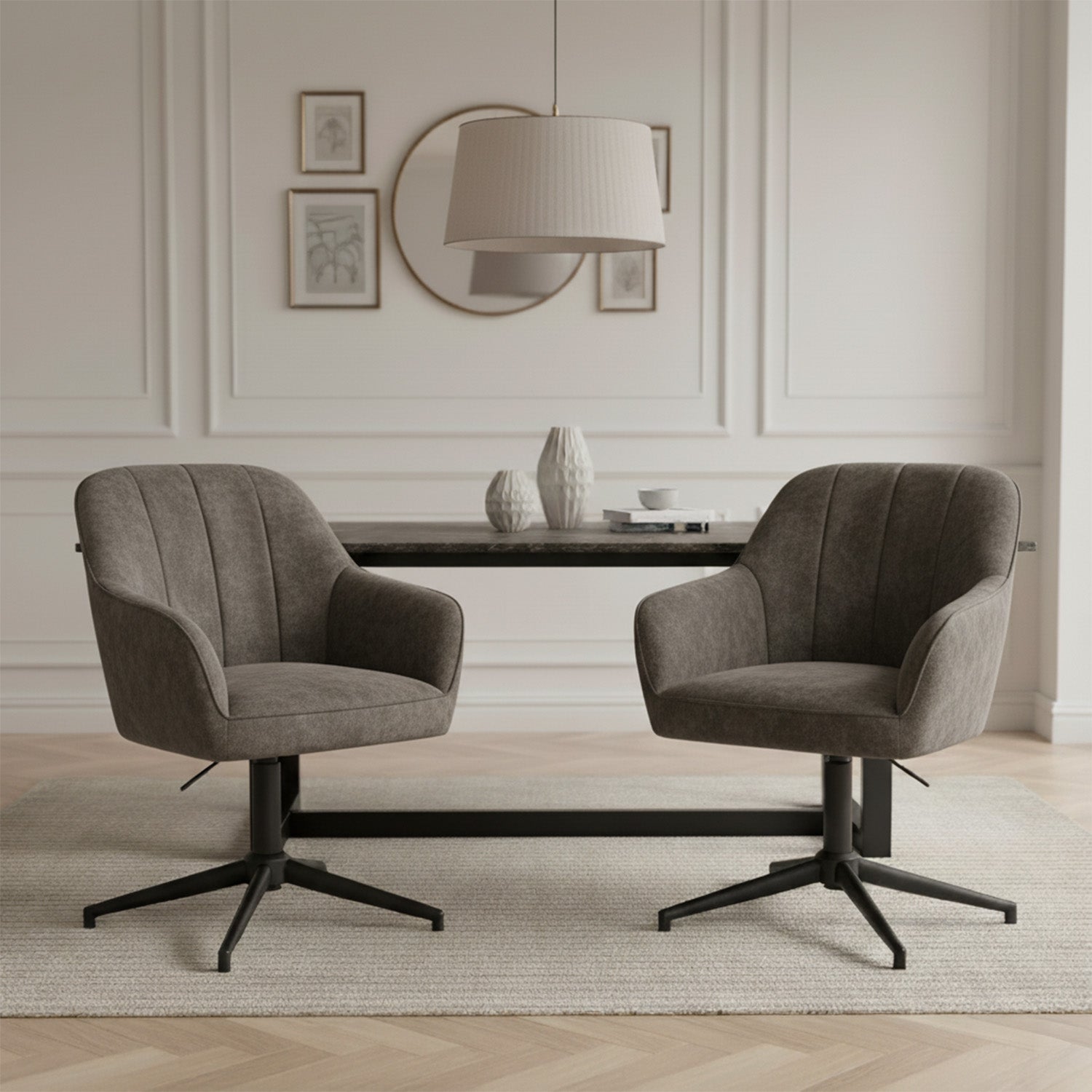 Mika-Piet 2er-Set - Drehstuhl in Wildlederoptik