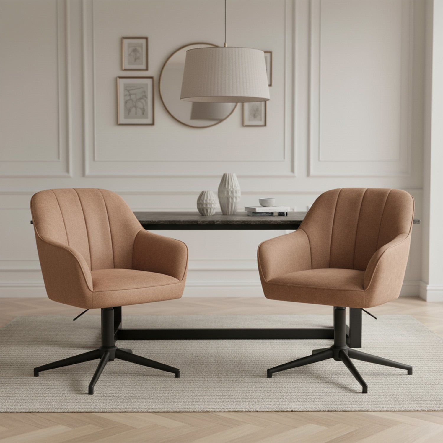 Mika-Piet 2er-Set - Drehstuhl in Wildlederoptik