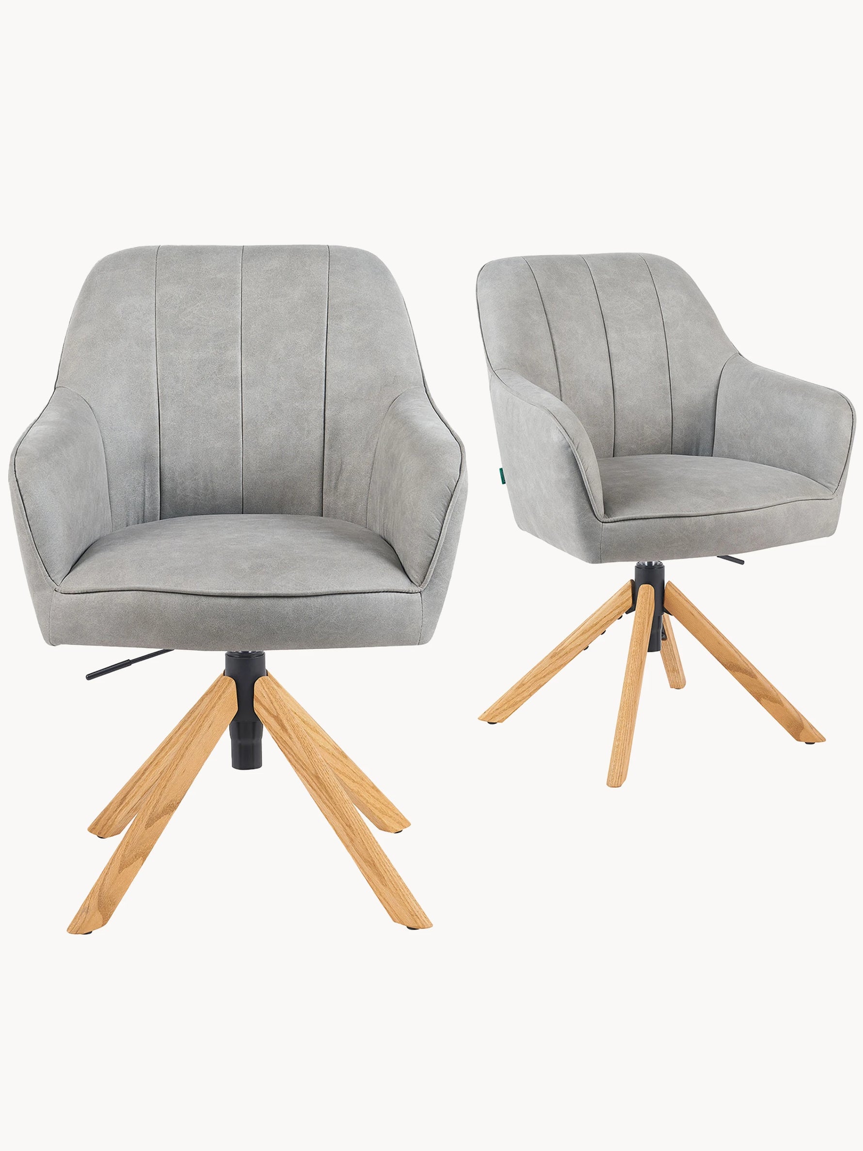 Mika-Levi 2er-Set - Leder Drehstuhl mit Federkernpolsterung