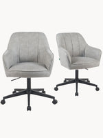 Mika-Nika 2er-Set - Home Office Stuhl mit Federkernpolsterung in Leder Optik