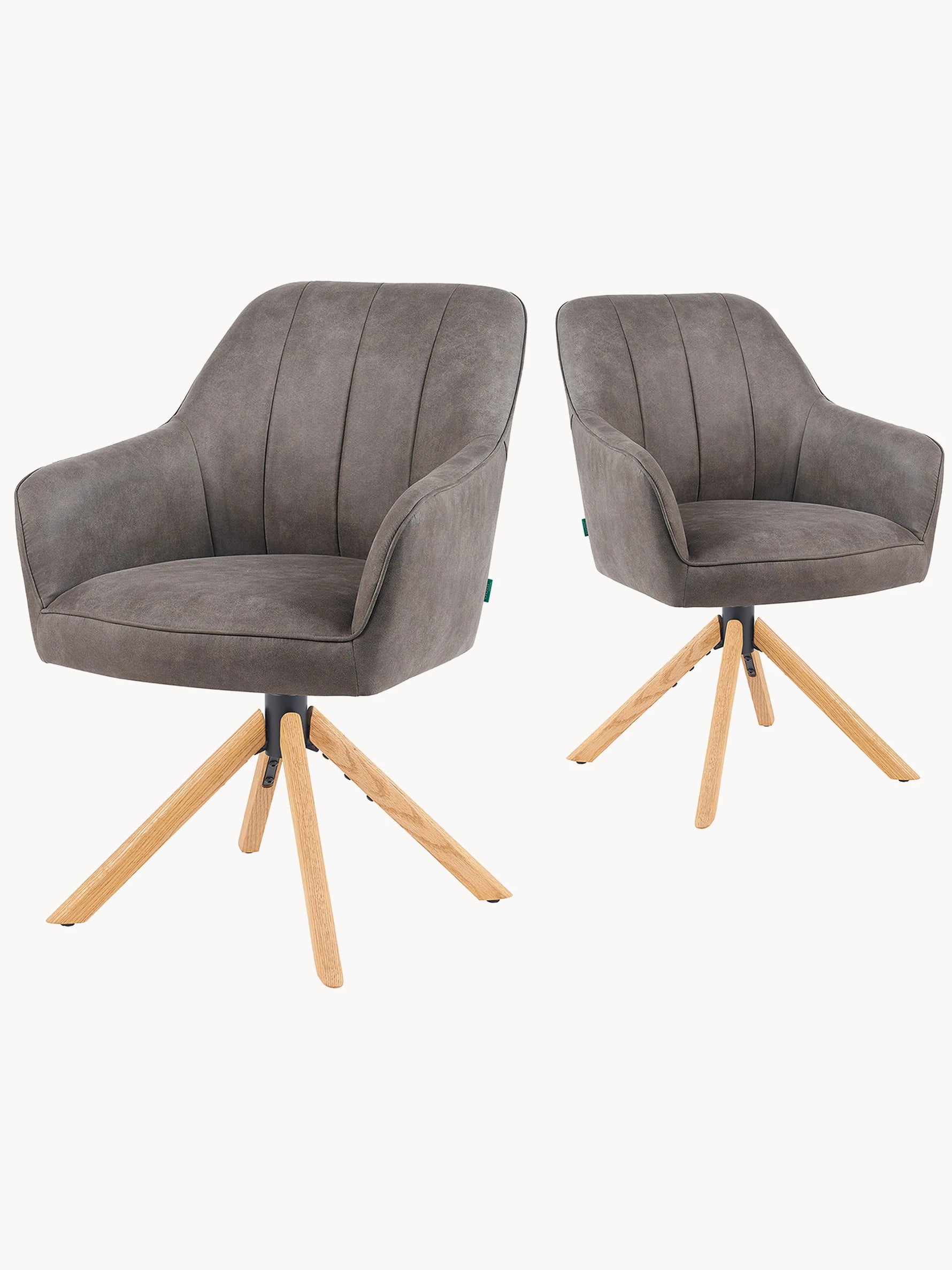 Mika-Levi 2er-Set - Leder Drehstuhl mit Federkernpolsterung