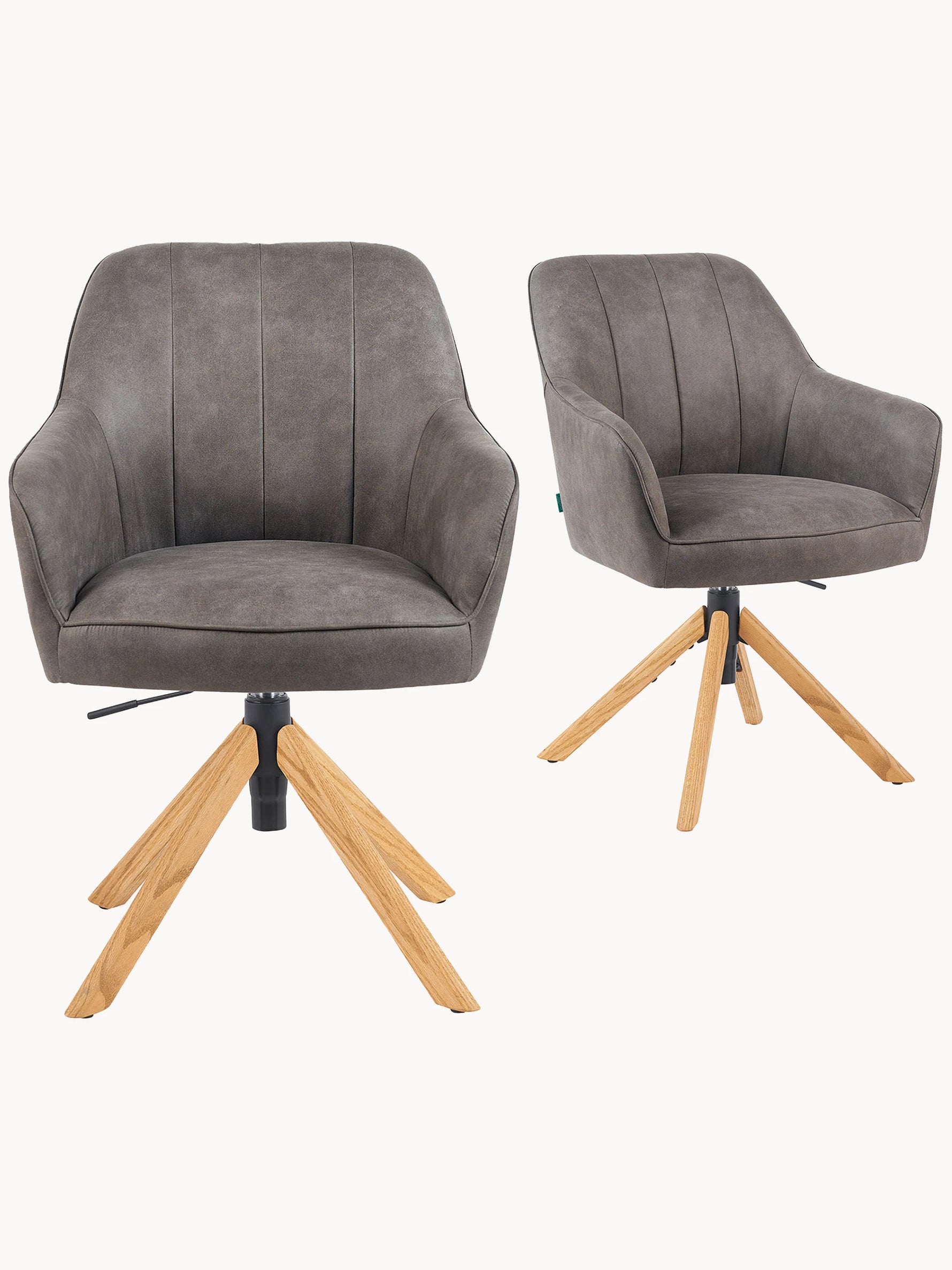 Mika-Levi 2er-Set - Leder Drehstuhl mit Federkernpolsterung