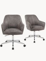 Mika-Nika 2er-Set - Home Office Stuhl mit Federkernpolsterung in Leder Optik