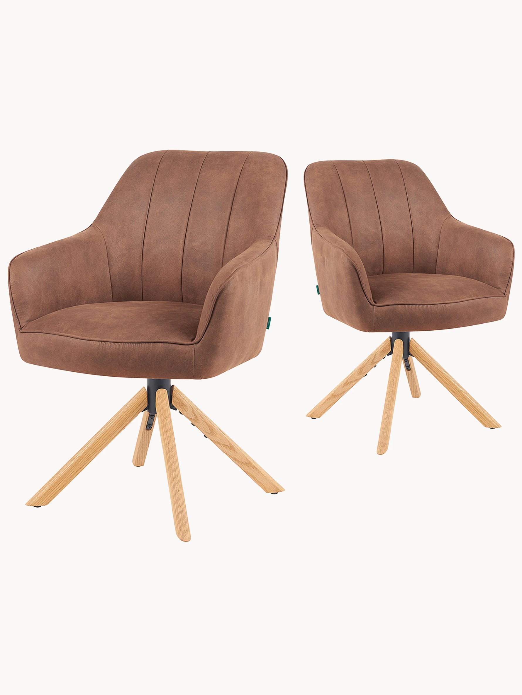 Mika-Levi 2er-Set - Leder Drehstuhl mit Federkernpolsterung