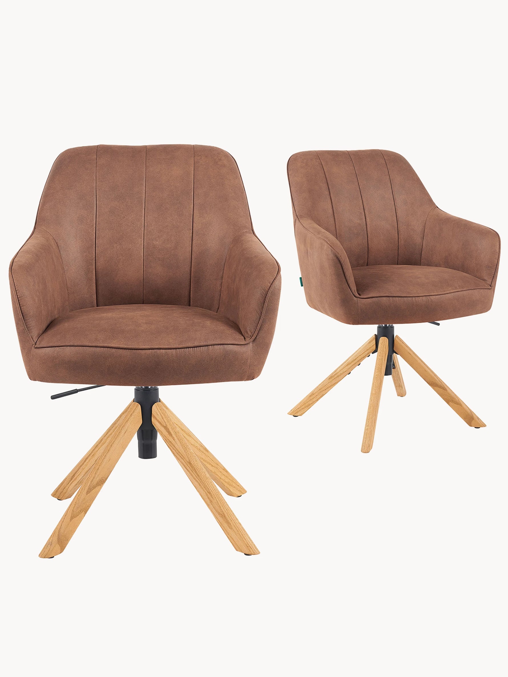 Mika-Levi 2er-Set - Leder Drehstuhl mit Federkernpolsterung