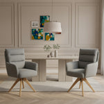 Mika-Juna 2er-Set- Drehsessel mit Federkernpolsterung und Massivholzgestell