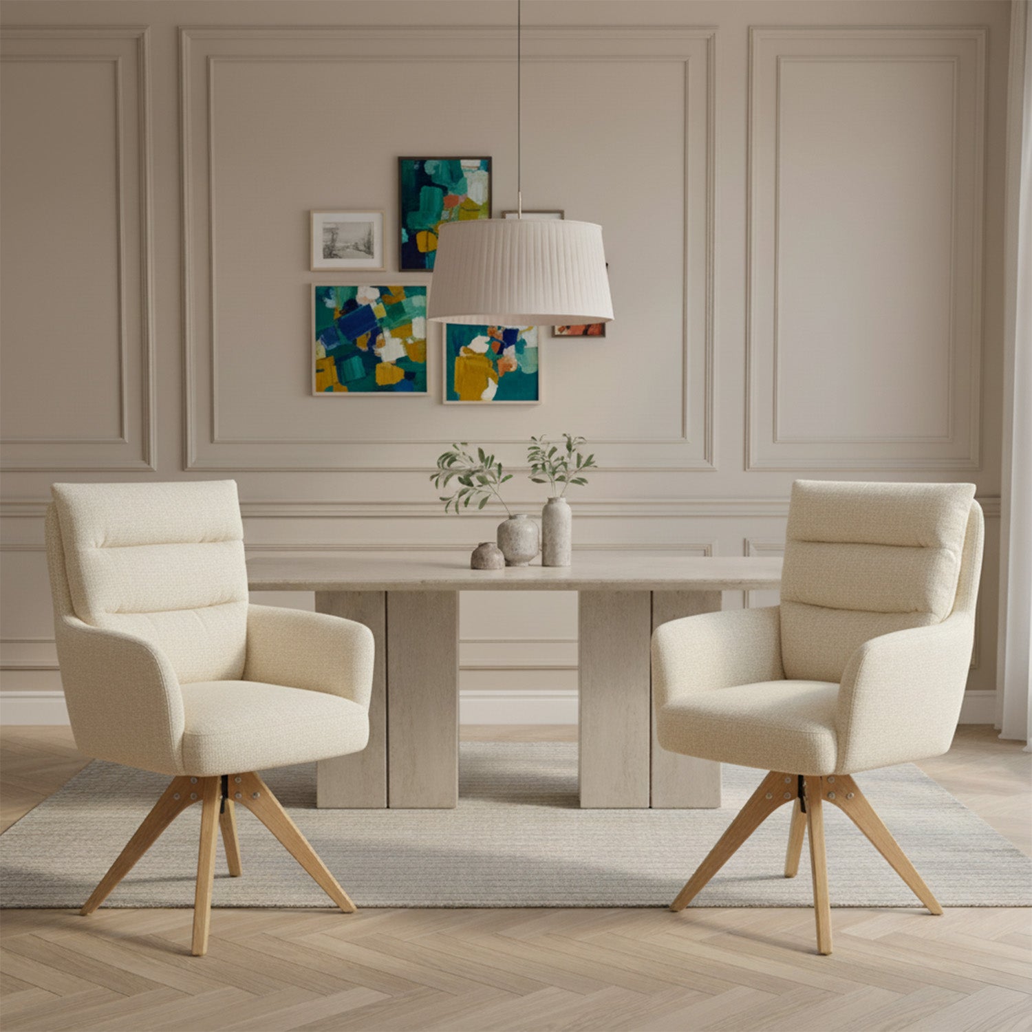 Mika-Juna 2er-Set- Drehsessel mit Federkernpolsterung und Massivholzgestell