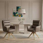 Mika-Juna 2er-Set- Drehsessel mit Federkernpolsterung und Massivholzgestell