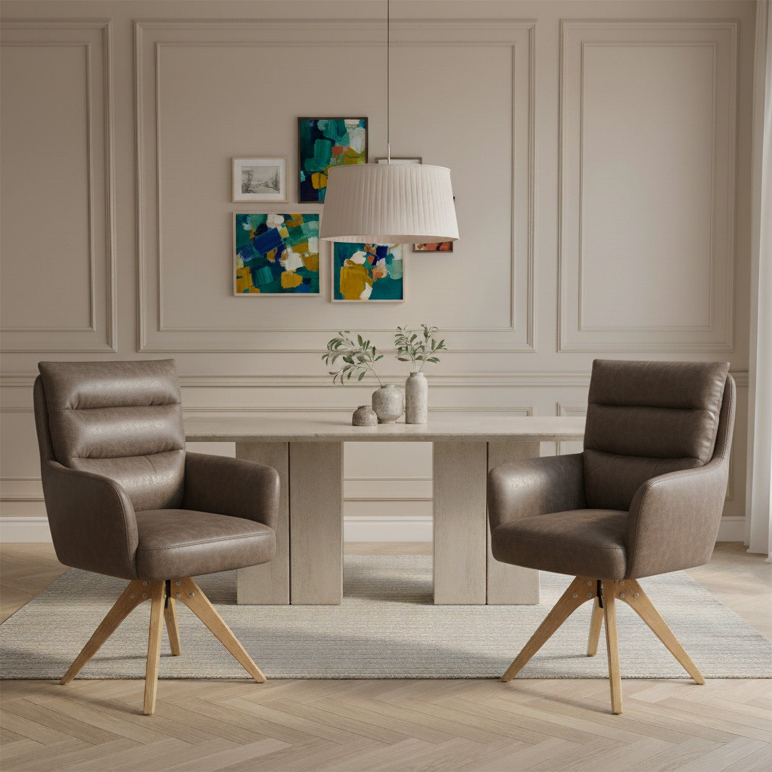 Mika-Juna 2er-Set- Drehsessel mit Federkernpolsterung und Massivholzgestell