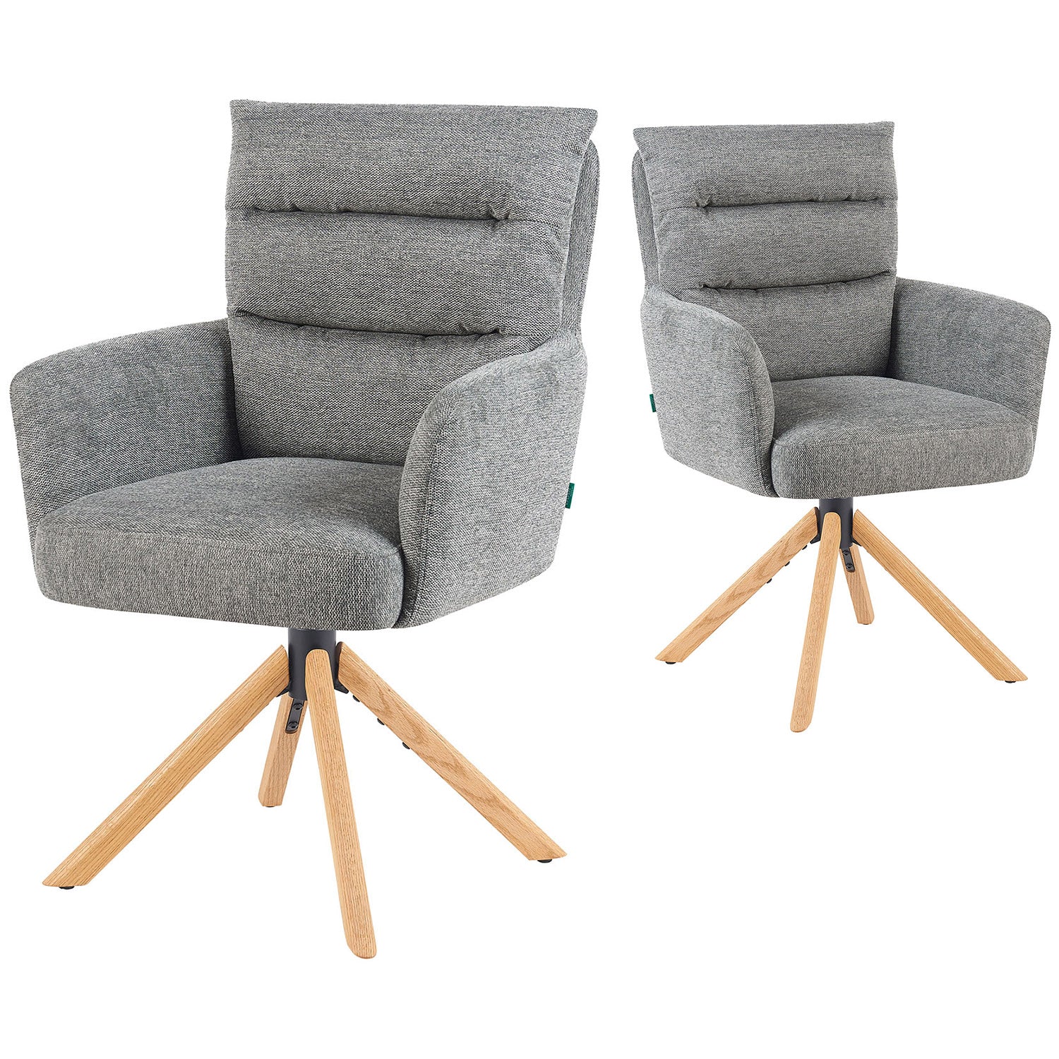 Esszimmerstuhl Mika-Jule 2er-Set - 360° drehbar, Rückstellfunktion,Eiche geölt Natur