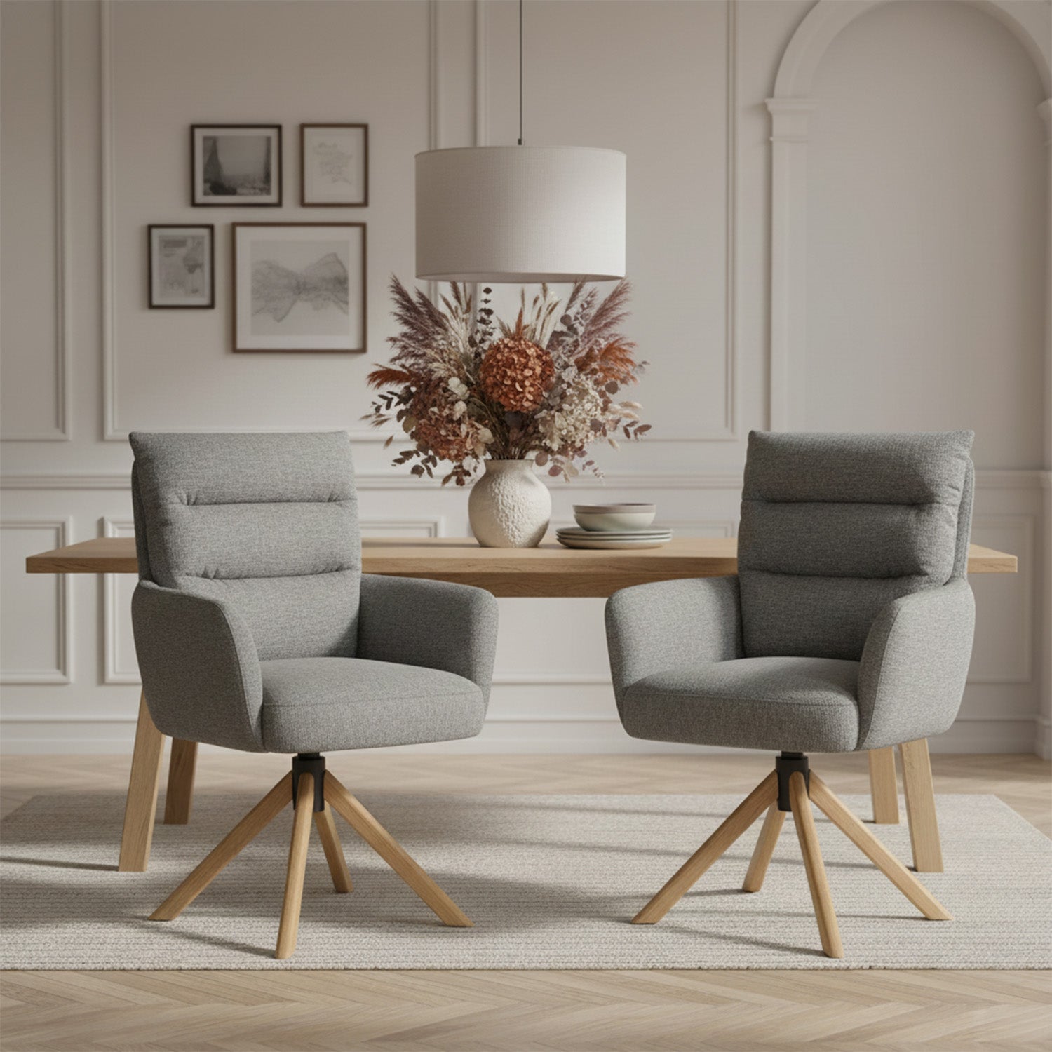 Mika-Jule 2er-Set- Drehsessel mit Federkern und Rückstellfunktion