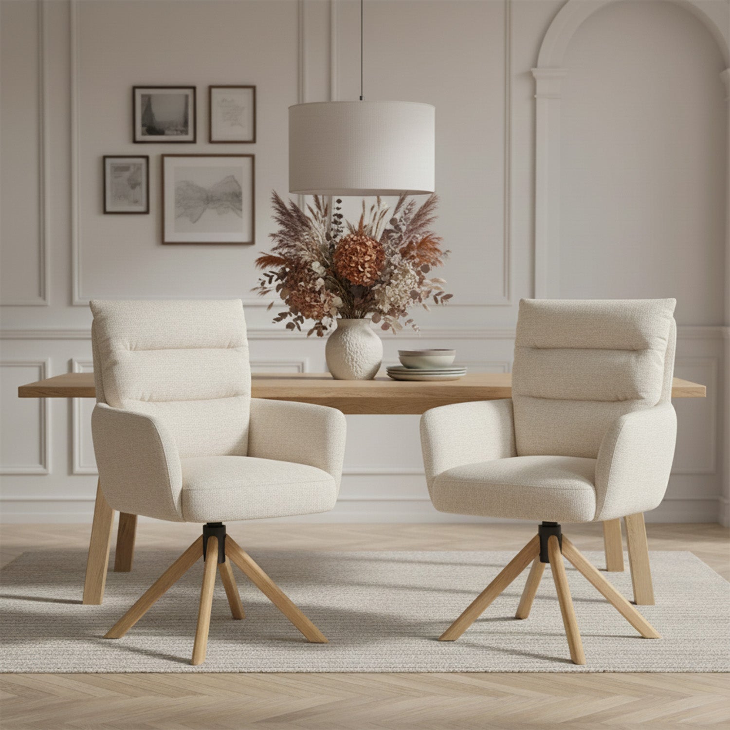 Mika-Jule 2er-Set- Drehsessel mit Federkern und Rückstellfunktion