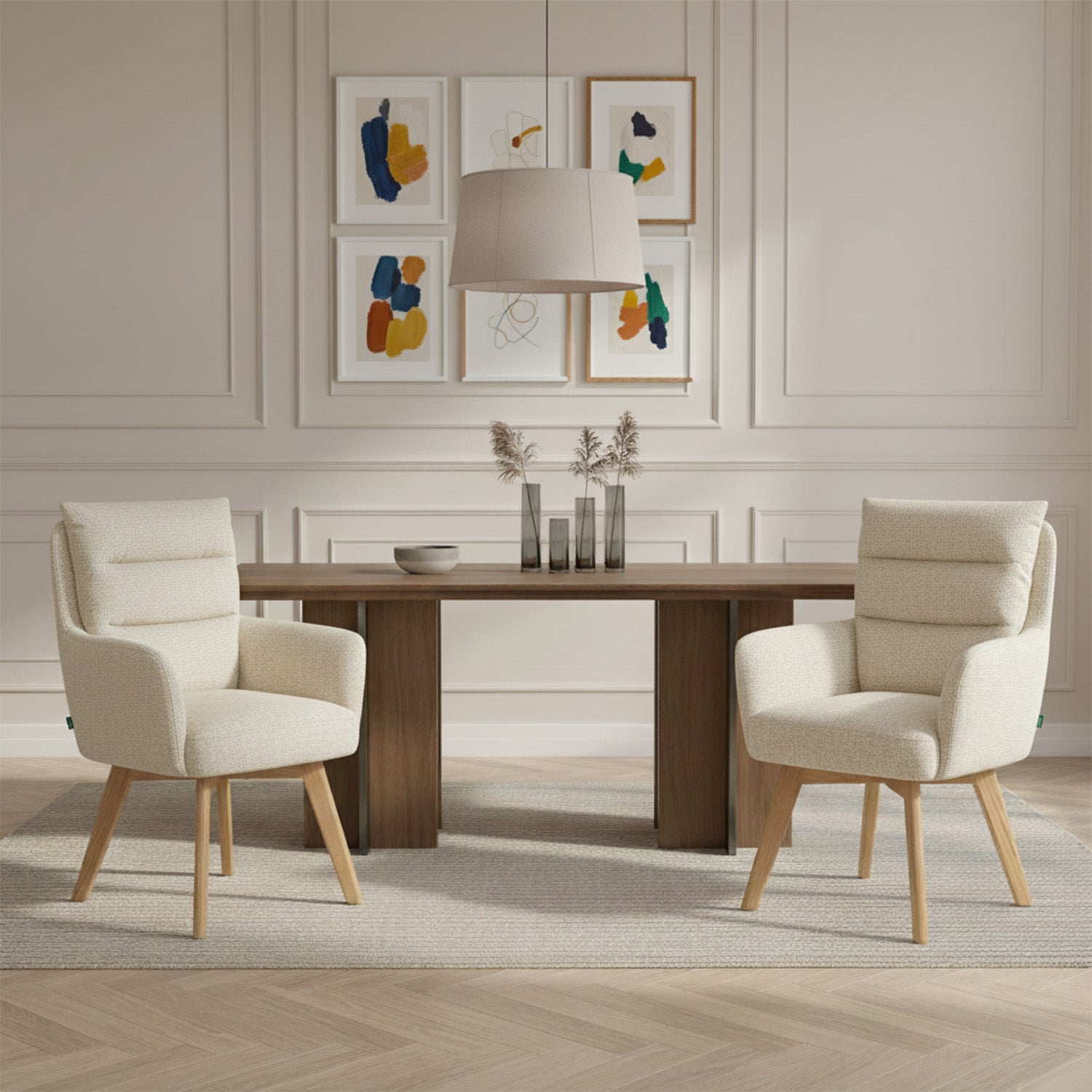 Mika-Juna 2er-Set- Drehsessel mit Federkernpolsterung und Massivholzgestell