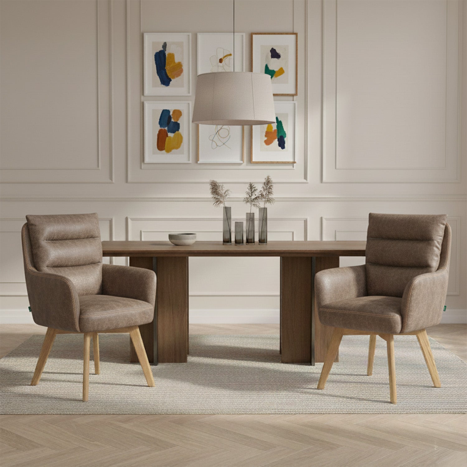 Mika-Juna 2er-Set- Drehsessel mit Federkernpolsterung und Massivholzgestell