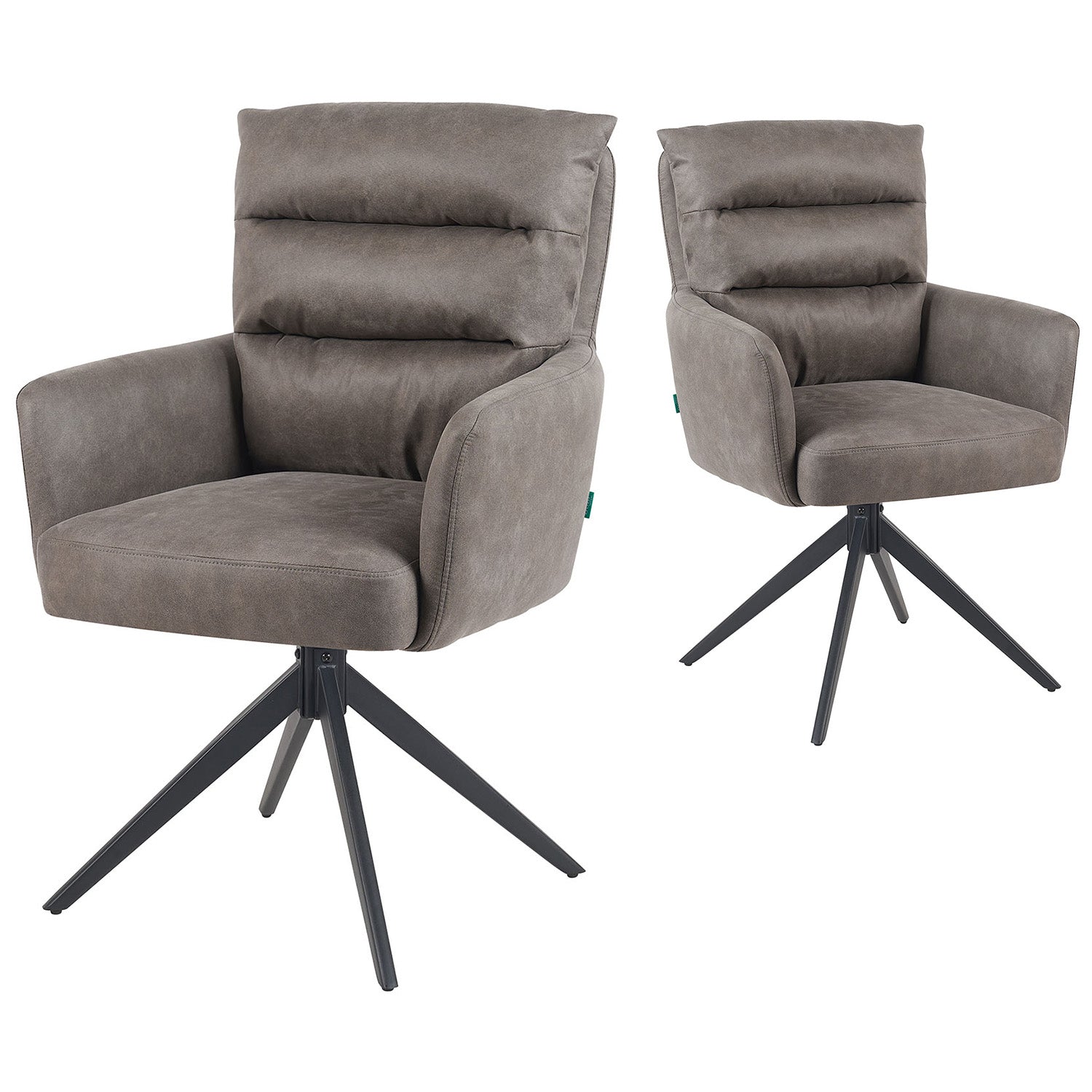 Esszimmerstuhl Mika-Alva 2er-Set | 360° drehbar | Metall pulverbeschichtet Matt-Schwarz | DUBI Möbel