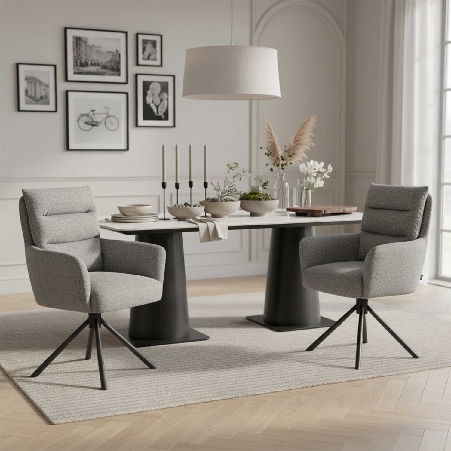 Mika-Jana 2er-Set - Drehstuhl mit Federkernpolsterung und Metallgestell