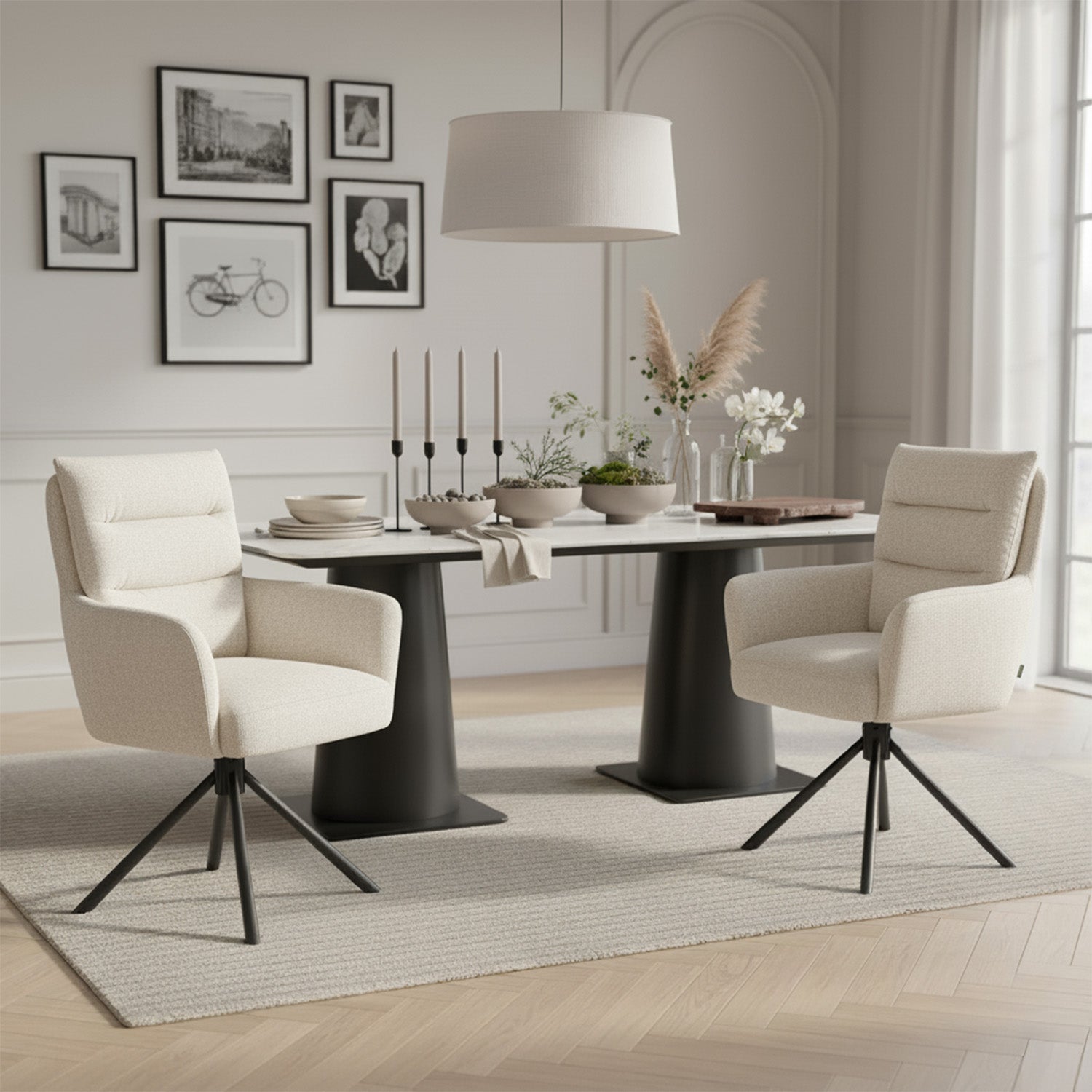 Mika-Jana 2er-Set - Drehstuhl mit Federkernpolsterung und Metallgestell