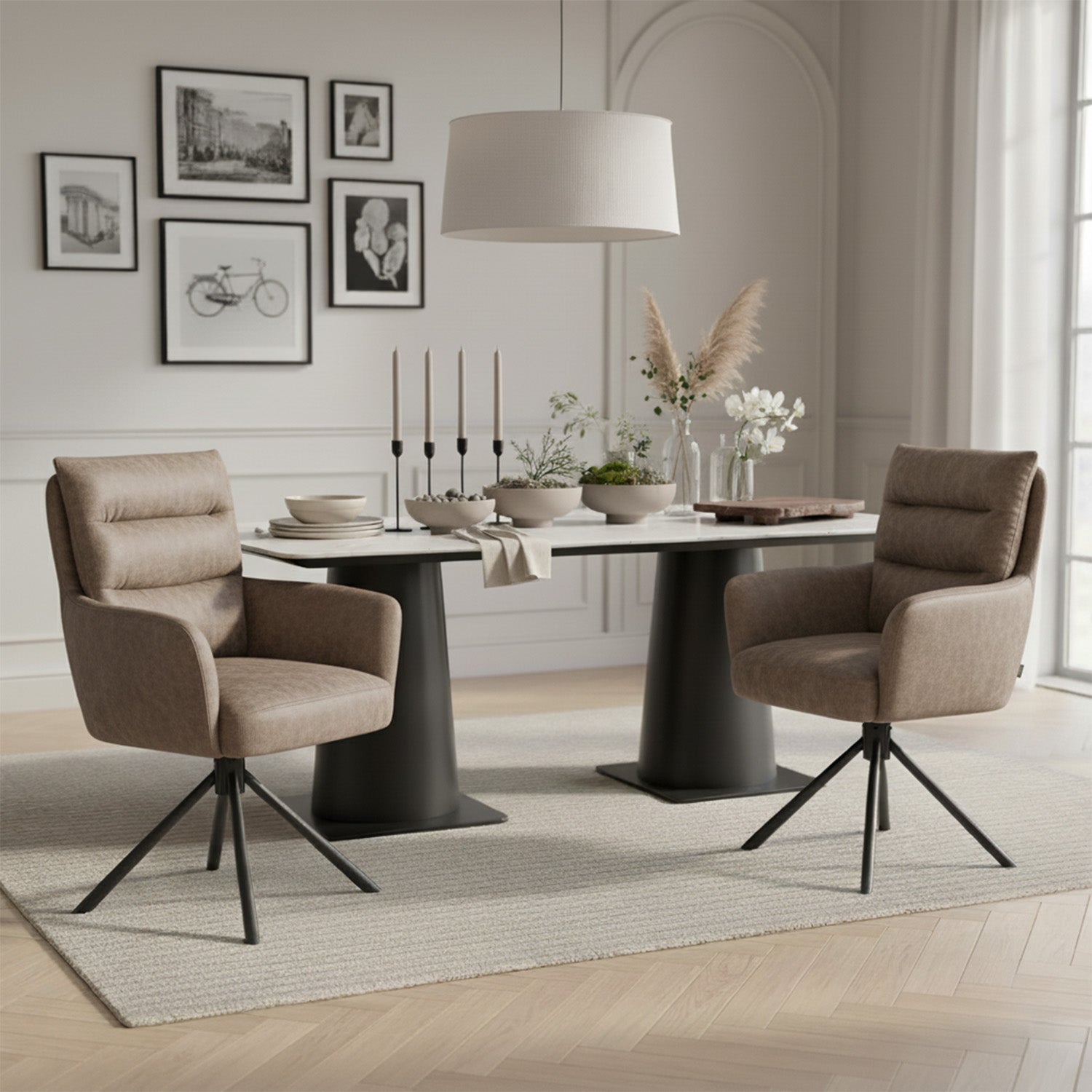 Mika-Jana 2er-Set - Drehstuhl mit Federkernpolsterung und Metallgestell