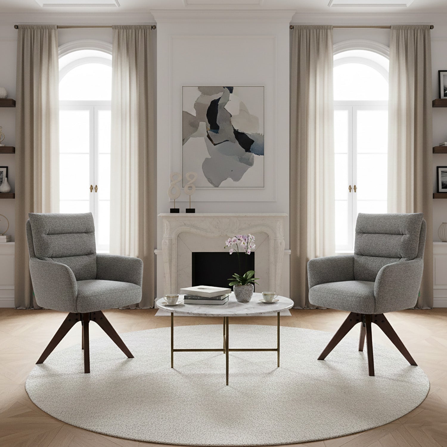 Esszimmerstuhl Mika-Juna 2er-Set - 360° drehbar, Eiche geölt Natur