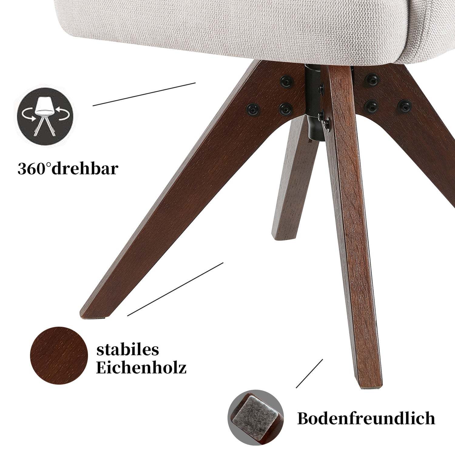 Esszimmerstuhl Mika-Juna 2er-Set - 360° drehbar, Eiche geölt Natur