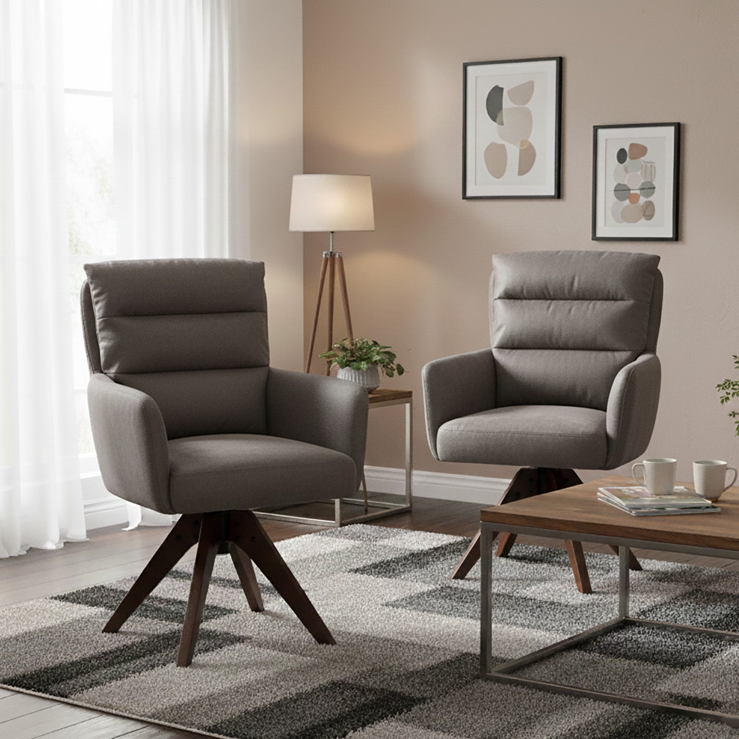 Esszimmerstuhl Mika-Juna 2er-Set - 360° drehbar, Eiche geölt Natur