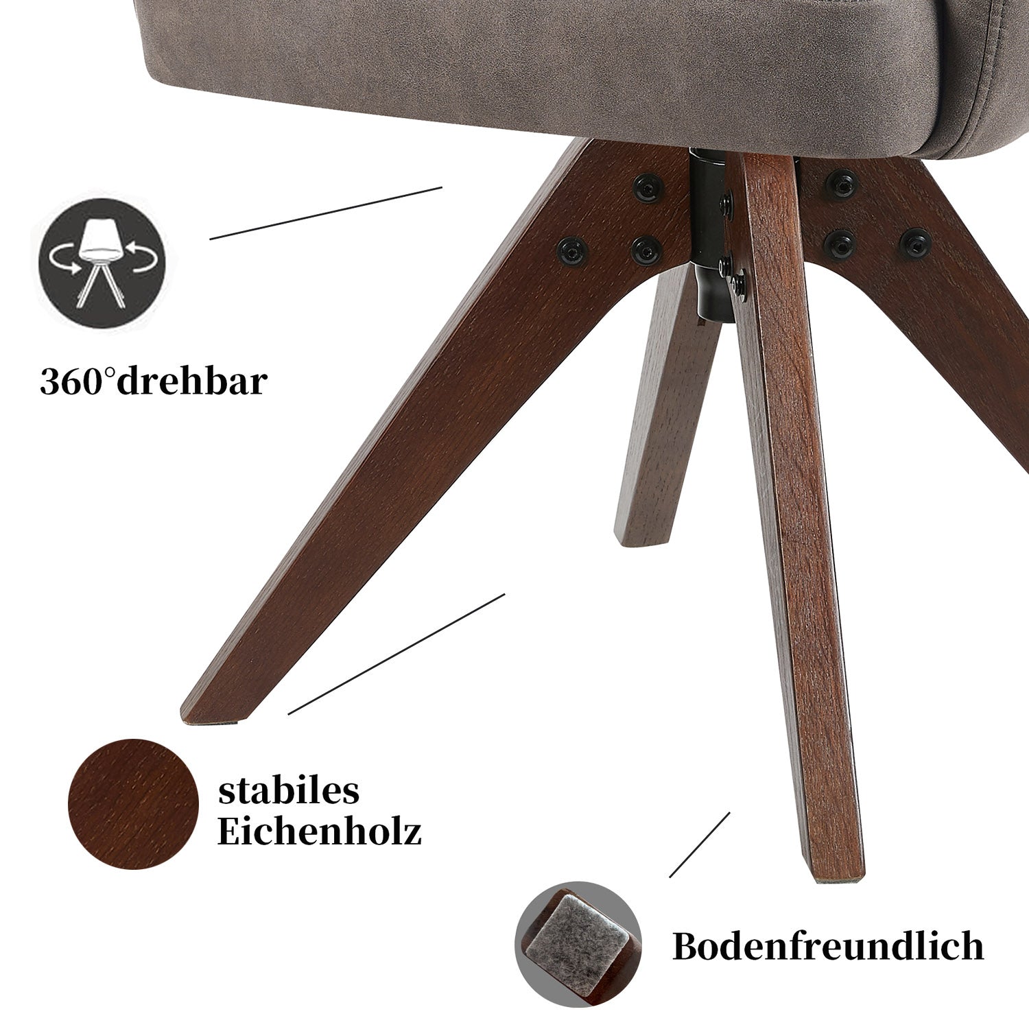 Esszimmerstuhl Mika-Juna 2er-Set - 360° drehbar, Eiche geölt Natur