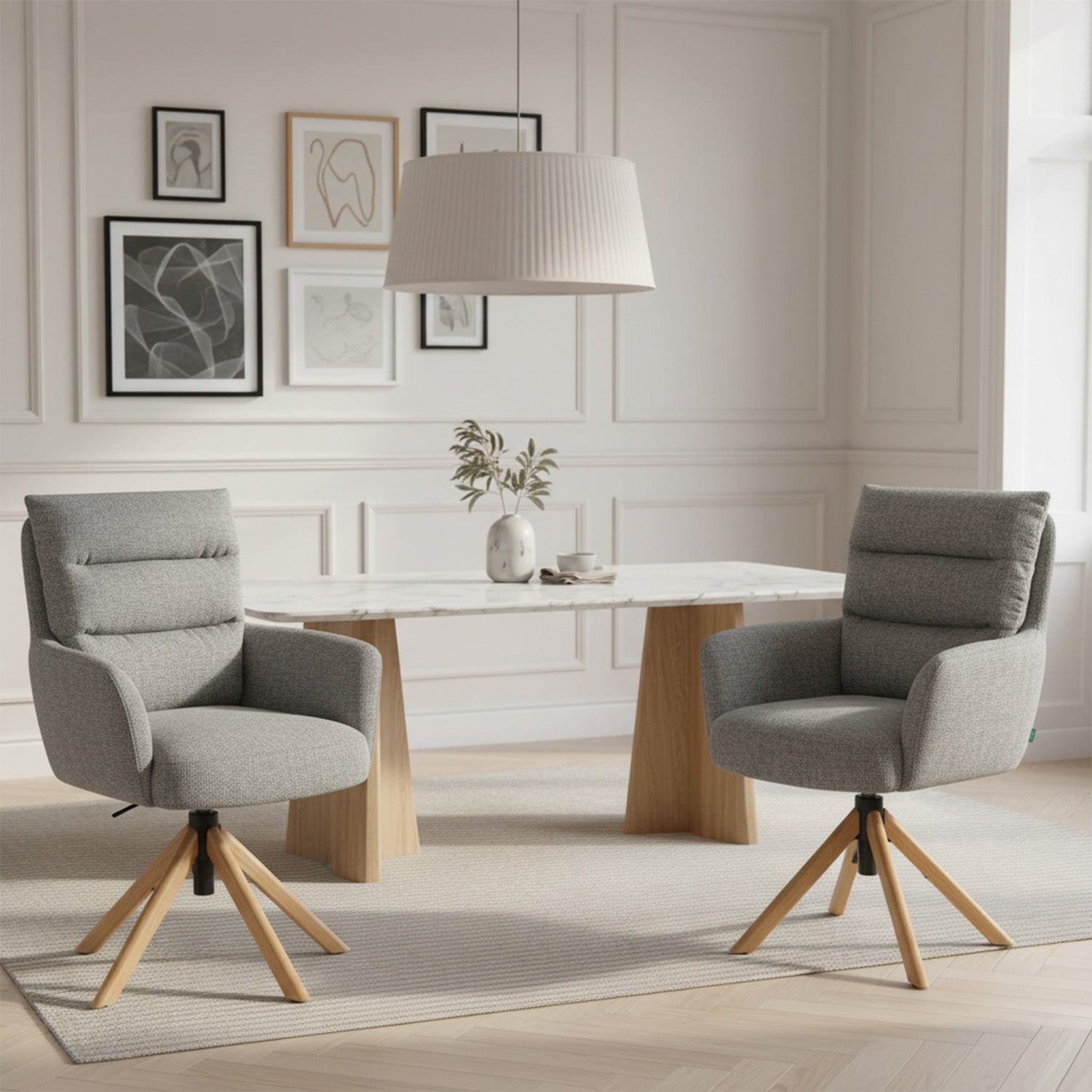 Mika-Jule 2er-Set- Drehsessel mit Federkern und Rückstellfunktion