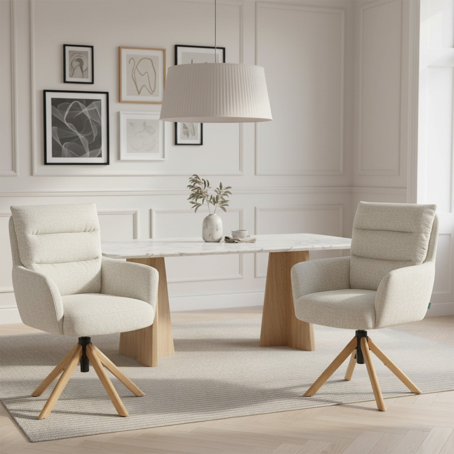 Mika-Jule 2er-Set- Drehsessel mit Federkern und Rückstellfunktion