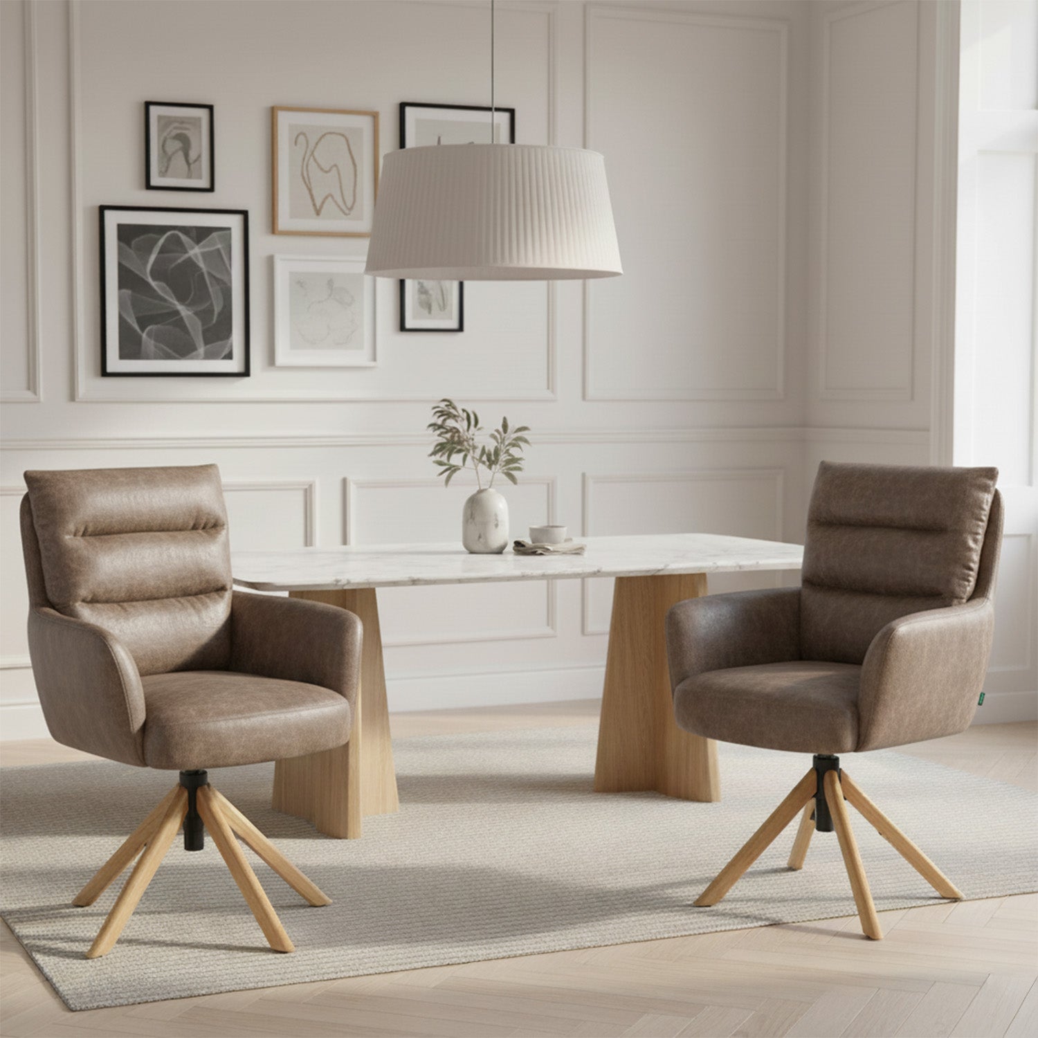 Mika-Jule 2er-Set- Drehsessel mit Federkern und Rückstellfunktion