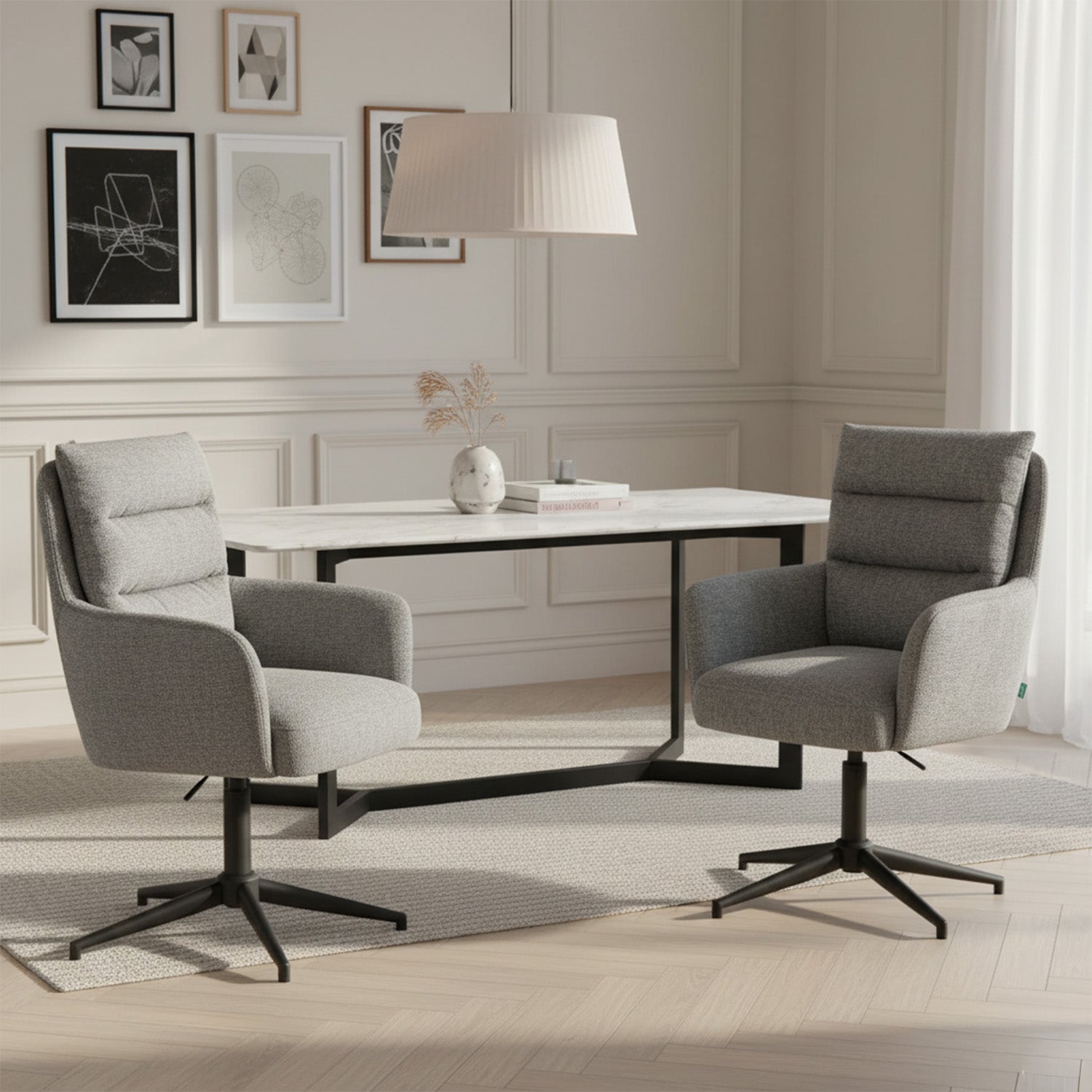 Mika-Jana 2er-Set - Drehstuhl mit Federkernpolsterung und Metallgestell