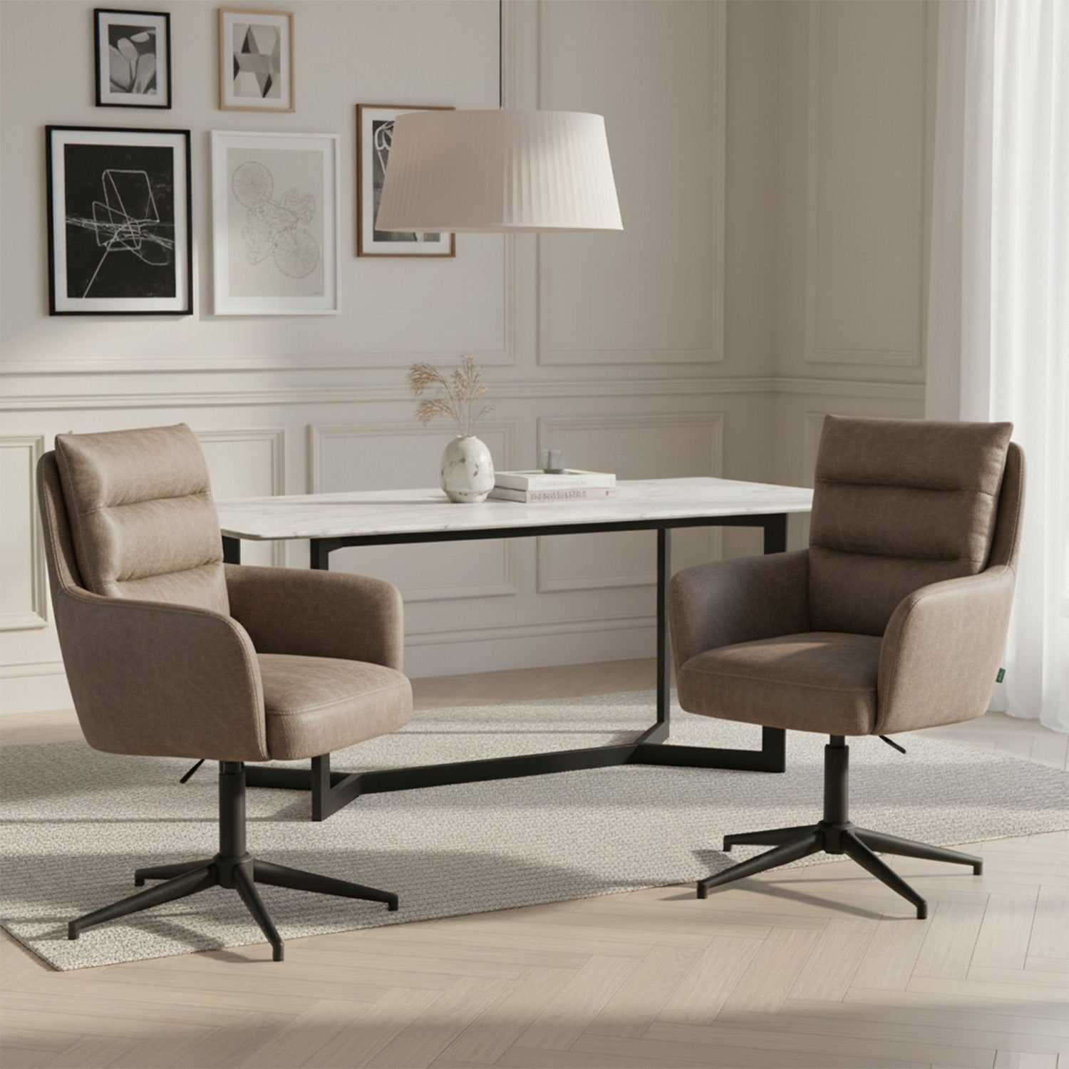 Mika-Jana 2er-Set - Drehstuhl mit Federkernpolsterung und Metallgestell