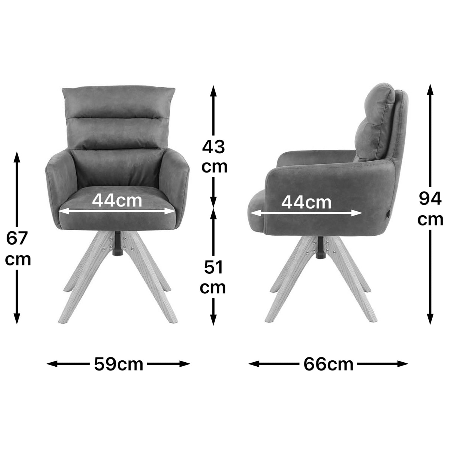 Esszimmerstuhl Mika-Juna 2er-Set - 360° drehbar, Eiche geölt Natur