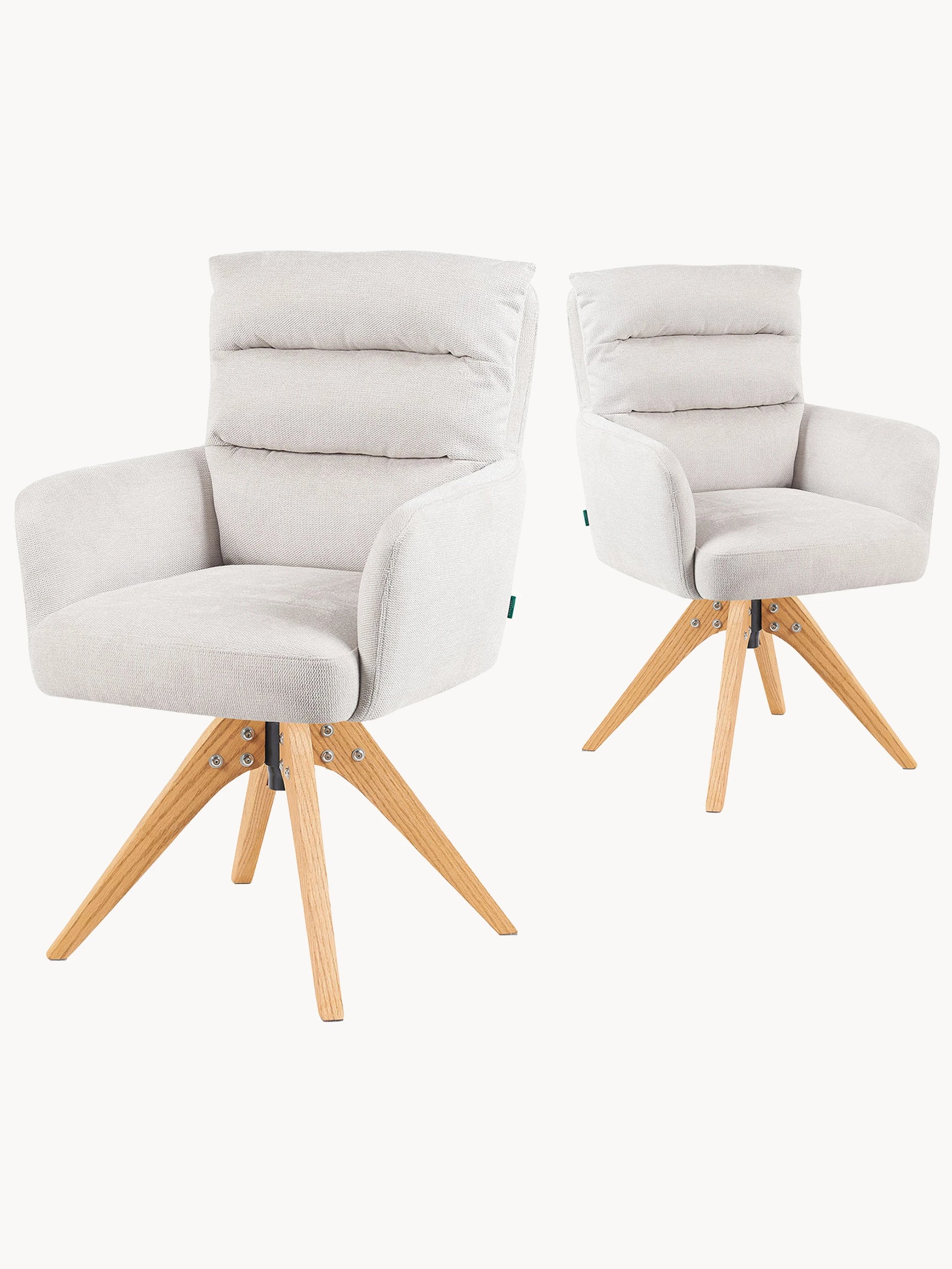 Mika-Juna 2er-Set- Drehsessel mit Federkernpolsterung und Massivholzgestell