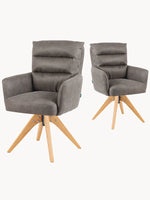 Mika-Juna 2er-Set- Drehsessel mit Federkernpolsterung und Massivholzgestell