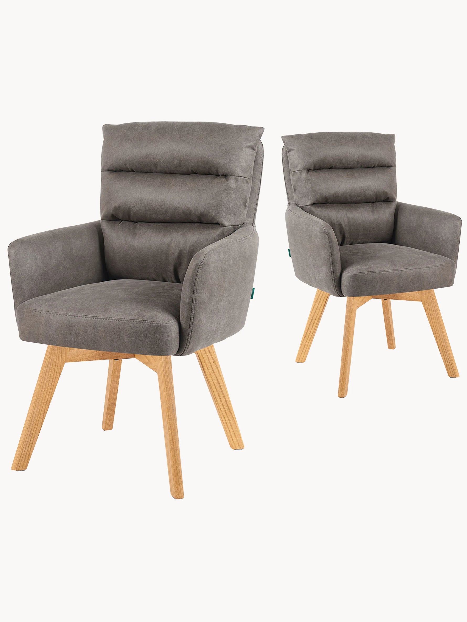 Mika-Juna 2er-Set- Drehsessel mit Federkernpolsterung und Massivholzgestell