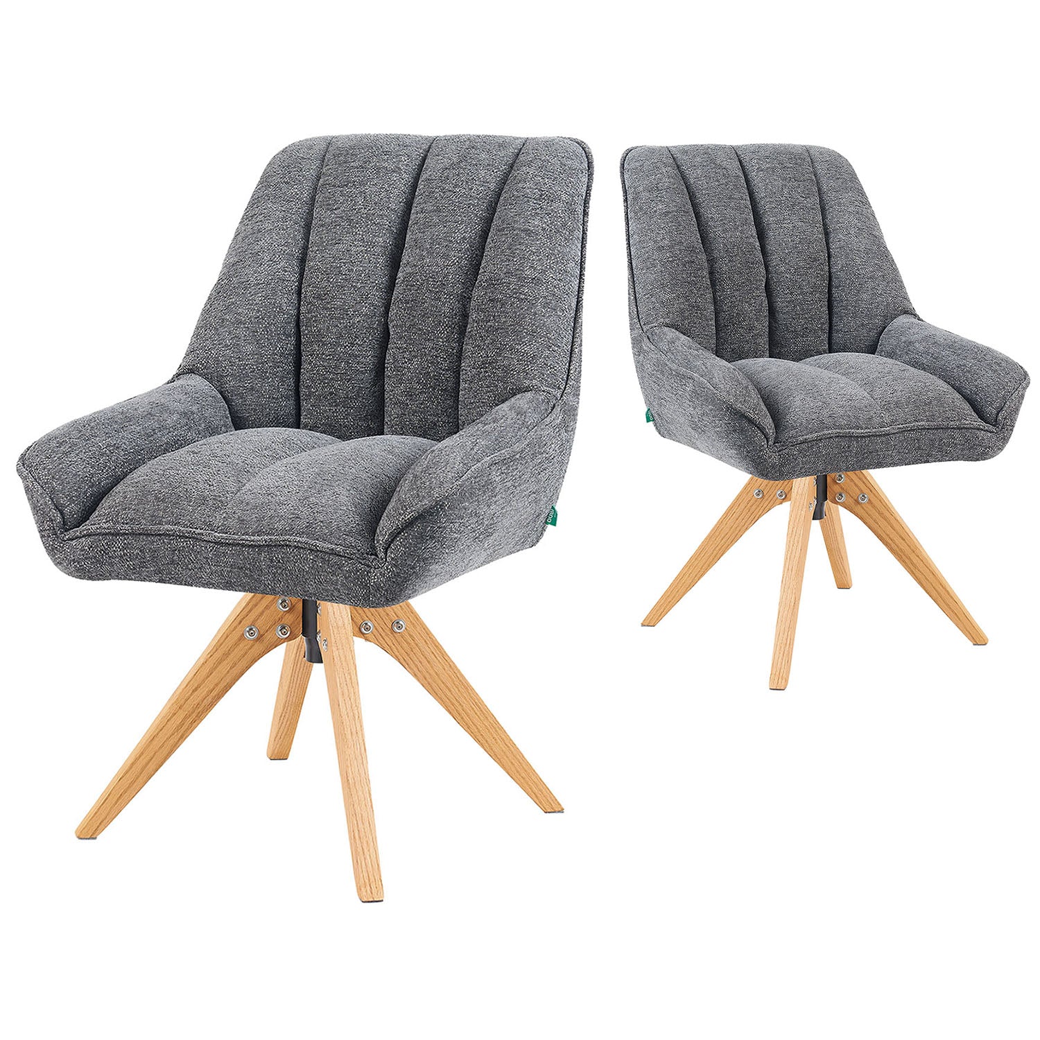 Mika-Lio 2er-Set - Polsterstuhl mit Dicker Federkernpolsterung und Massivholzgestell