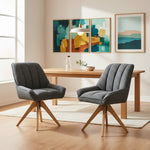 Mika-Lio 2er-Set - Polsterstuhl mit Dicker Federkernpolsterung und Massivholzgestell