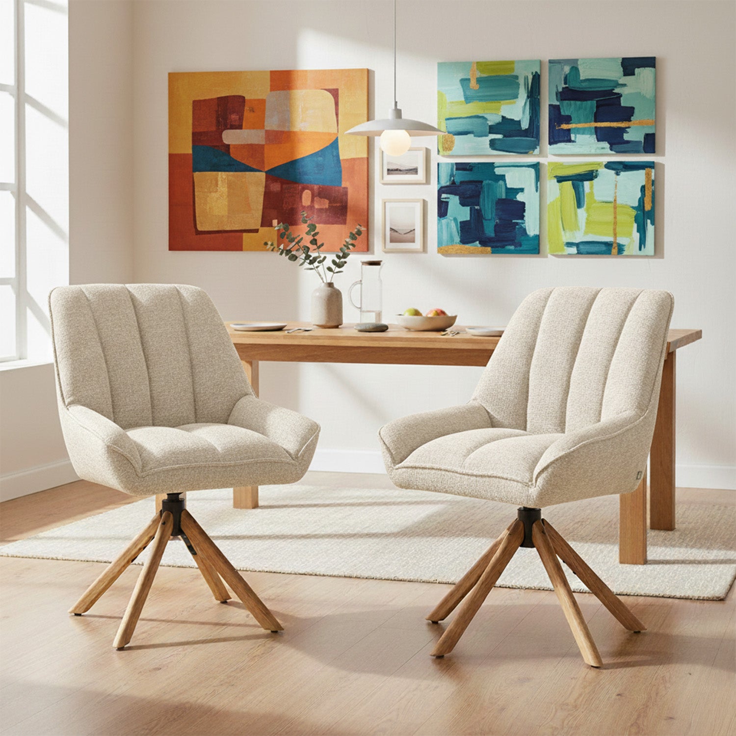 Mika-Leon 2er-Set - Polsterstuhl mit Massivholzgestell und Rückstellautomatik