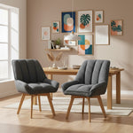 Mika-Lio 2er-Set - Polsterstuhl mit Dicker Federkernpolsterung und Massivholzgestell