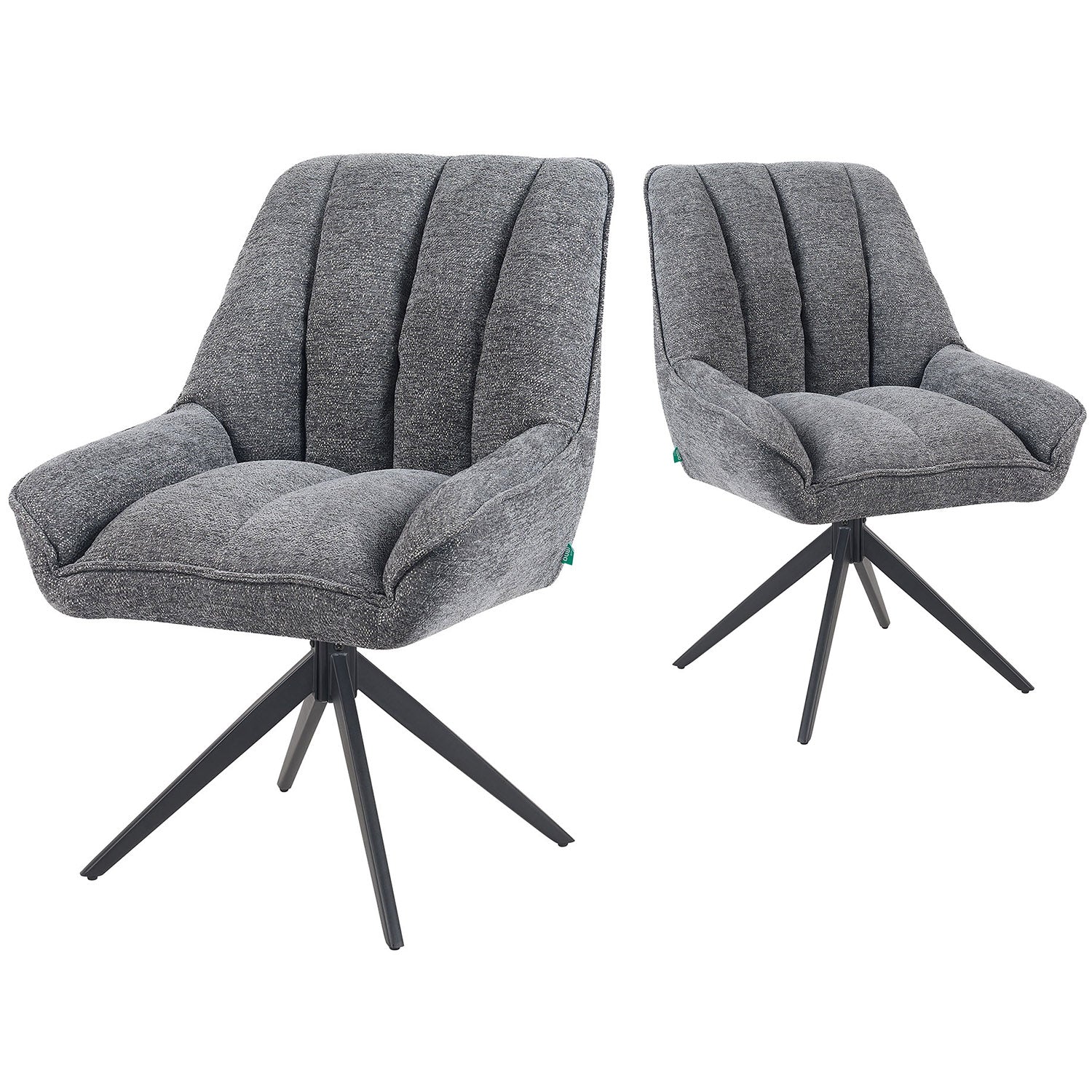 Esszimmerstuhl Mika-Zoe 2er-Set | 360° drehbar | Metall pulverbeschichtet Matt-Schwarz | DUBI Möbel