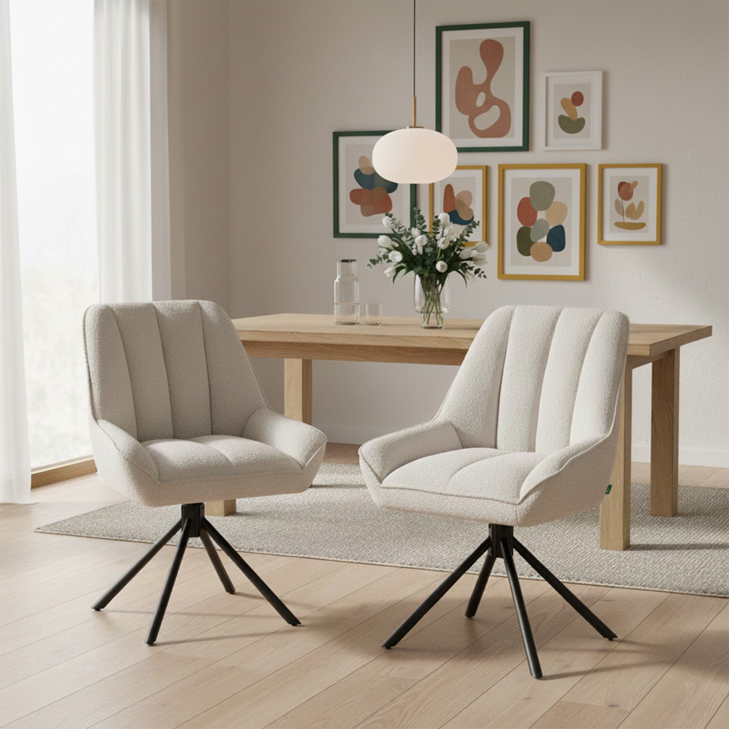 Mika-Mira 2er-Set - Polsterstuhl mit Metallgestell im JAPANDI Stil