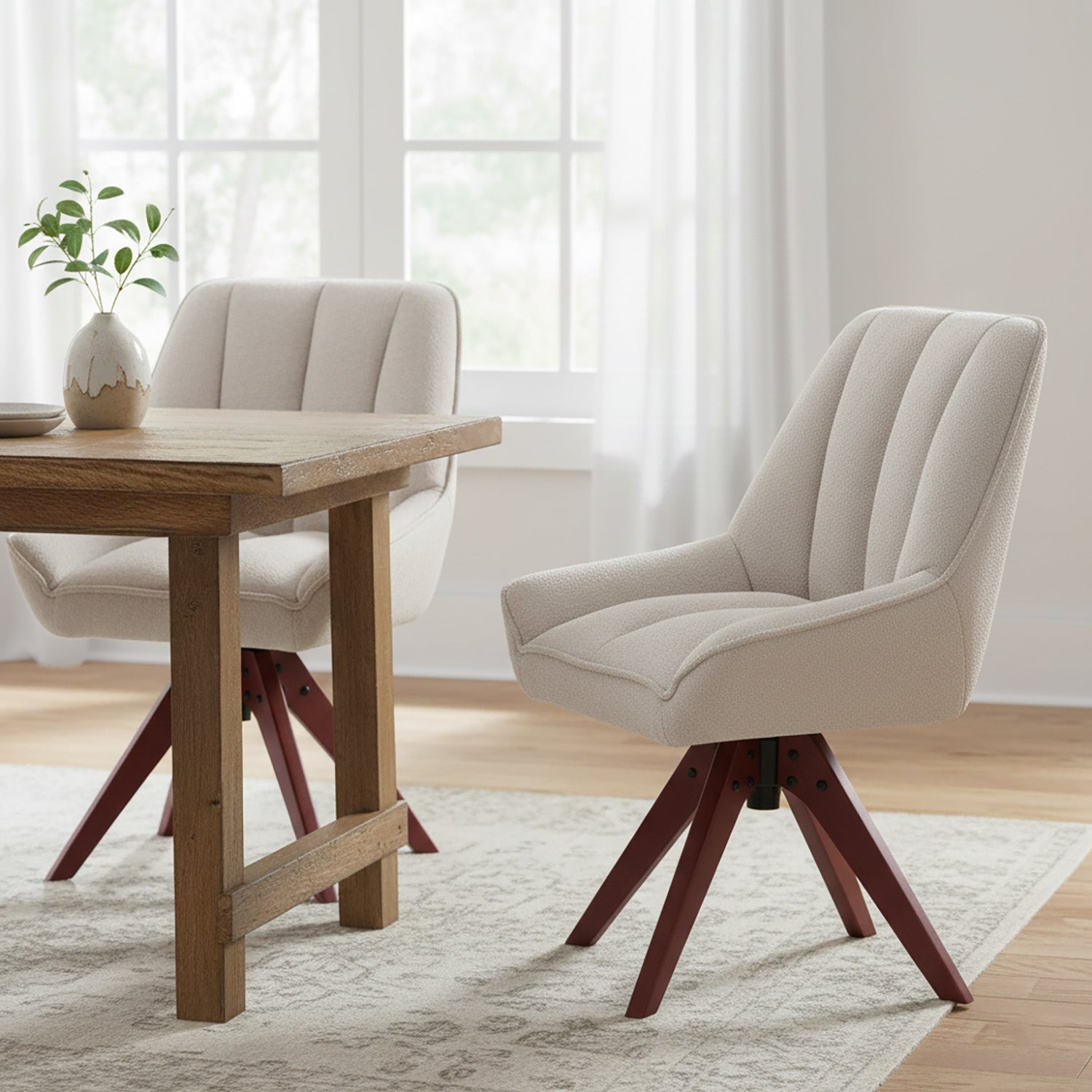 Esszimmerstuhl Mika-Lio 2er-Set |360° drehbar | Eiche geölt Natur