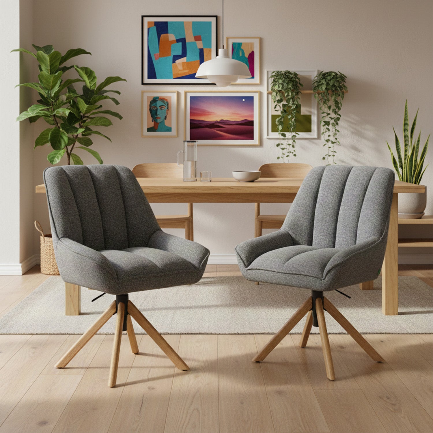 Mika-Leon 2er-Set - Polsterstuhl mit Massivholzgestell und Rückstellautomatik